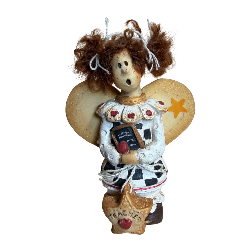 Vintage‎ 1994 Enesco Jim Shore Heartwood Creek Teacher Angel Figurine Folk Art